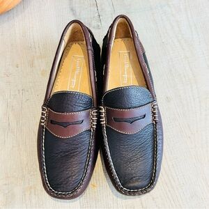 NWOT Ernest Hemingway Black and Brown Leather Slip-Ons Loafer Size 9
